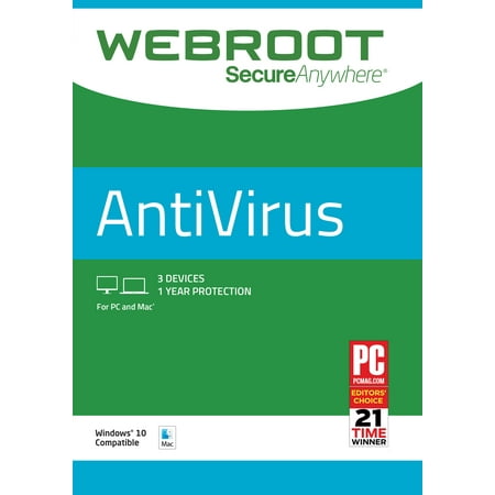 Webroot Internet Security Antivirus | 3 Device | 1 Year | PC/Mac (The Best Antivirus 2019)