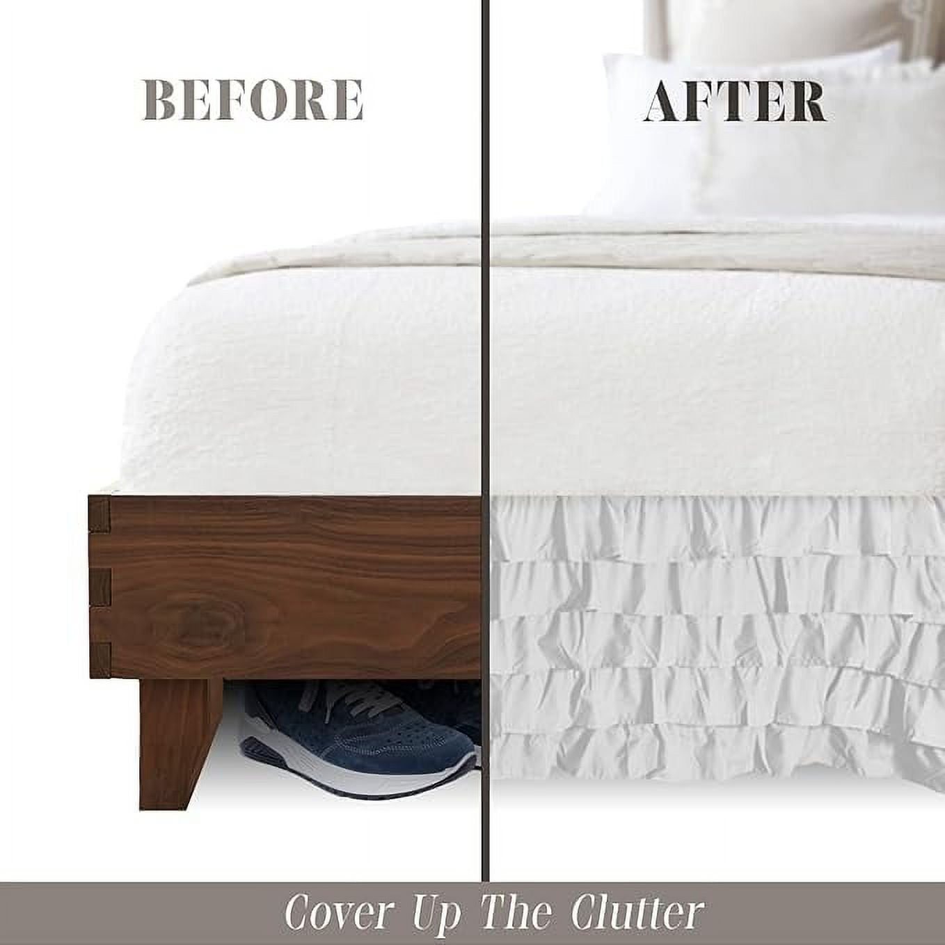 Elegant Comfort Leila Collection Multi-Ruffle Bed Skirt, 1500 Thread Count, Easy Fit Dust Ruffle, 15 inch Drop, Wrinkle and Stain Resistant, MultiRuffle, King, Snowy White