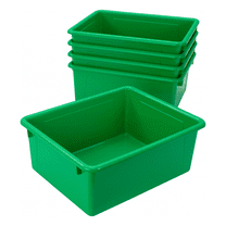 Storex Plastic Deep Letter Tray, Storage for Documents and Office Supplies, Green, 5-Pack