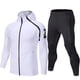 thumbnail image 5 of Conjunto de ropa deportiva para hombres Camiseta de fútbol Ropa de entrenamiento de fútbol Sudaderas con capucha para correr Hombres Chándal de manga larga Sudadera deportiva Conjunto blanco 3XL, 5 of 5