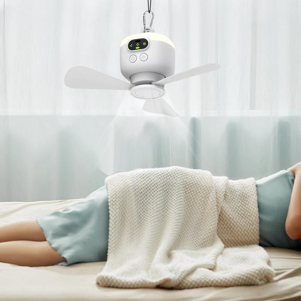QHUDLV Camping Tent Fan with LED – Rechargeable Ceiling Fan – Remote Controlled Outdoor Light