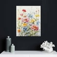 thumbnail image 4 of JRXY Framed Watercolor Daisy Flower Canvas Wall Art Colorful Plant Decor Girls Pink Wildflower Pictures Green Leaves Rustic Art Purple Printing Farmhouse decor Living Room Bedroom Bathroom 16x20 in, 4 of 4