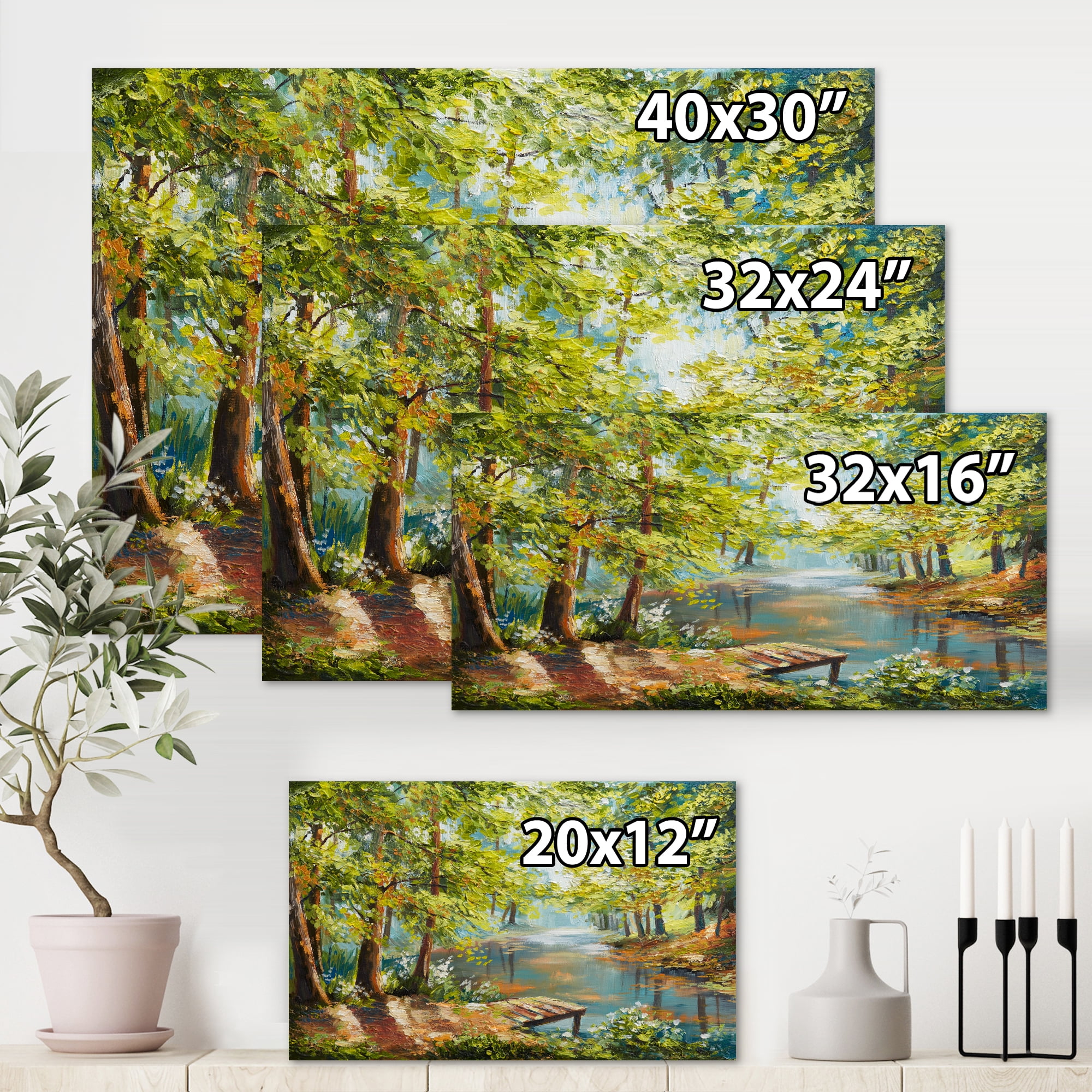 Designart ' Meandering River With Autumn Forest ' Lake House Canvas Wall Art Print