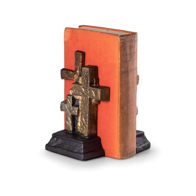 BeyBerk International R10Z Cast Metal Cross Bookends, Bronze Walmart
