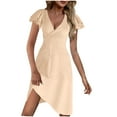 thumbnail image 2 of gbyLJF Night Out Dress for Women Floral Prom Dress Cocktail Dress Summer Summer Dress Cotton Khaki L, 2 of 7