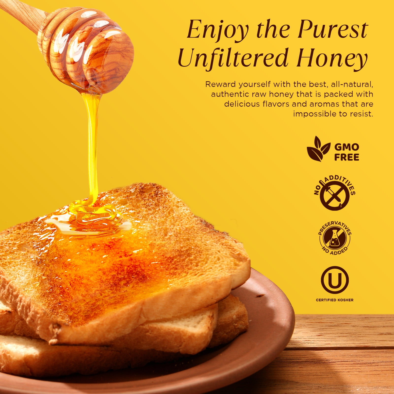 100% USA-Made Raw Unfiltered Honey, Pure Southern Honey [5 lb] - Unheated, All-Natural Sweetener