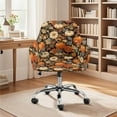 thumbnail image 2 of ZIATUBLES Pumpkin Flower Print Curved Back Dining Room Chair Covers with Arms Stretchable Vanity Desk Chair Slipcover Removable Universal Chair Protector Cover for Dining Living Room, 2 of 7