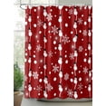 thumbnail image 2 of Christmas Snowman Red Long Shower Curtain Set, Waterproof Shower Curtains for Bathroom, Winter Snowflakes Xmas Retro Washable Fabric Cloth Bath Curtain for Bathtub Decoration with Hooks 72x84 Inches, 2 of 6