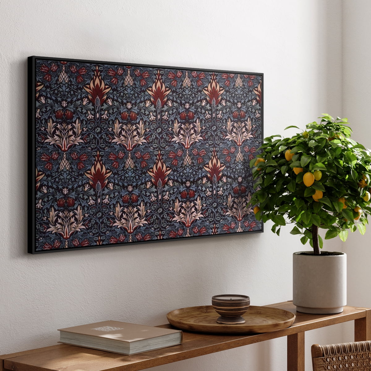 Vintage Abstract Print-LVII Framed in Black Wood Gallery Wrapped Canvas 17 in. x 25 in.