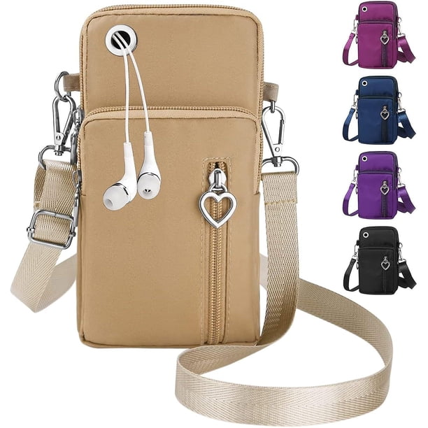 Phone Bags for Women Crossbody, Nylon Crossbody Phone Bag Mobile Phone Pouch with Long Strap, Ladies Cell Phone Crossbody Bag Small Shoulder Bag with
