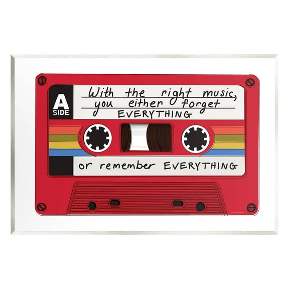 With The Right Music Vintage Cassette Inspirational Graphic Art Unframed Art Print Wall Art
