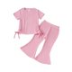 thumbnail image 1 of Odeerbi 9M-4Y Conjunto de Verano Para Niñas de Manga Corta de Algodón Con Ribete de Lechuga Pantalones Anchos Conjunto de Dos Piezas, 1 of 9