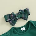 thumbnail image 4 of Okbabeha Newborn Baby Girl Christmas Outfit 0 3 6 9 12 18Months Ruffle Romper Onesie+Plaid Suspender Skirt Headband Clothes Set, 4 of 7