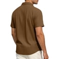 thumbnail image 4 of GrmtClth Men's Shirts Casual Collared Top Classic Short Sleeve Polo Shirt Trend Button Down Tee with Pocket Brown M, 4 of 4
