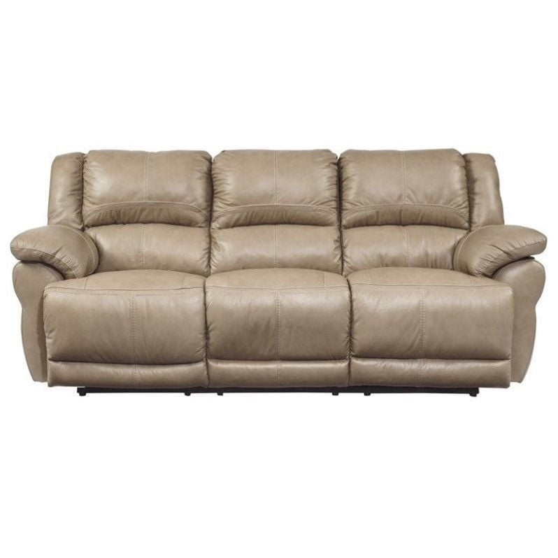 Ashley Furniture Lenoris Leather Reclining Sofa in Caramel  Walmart  