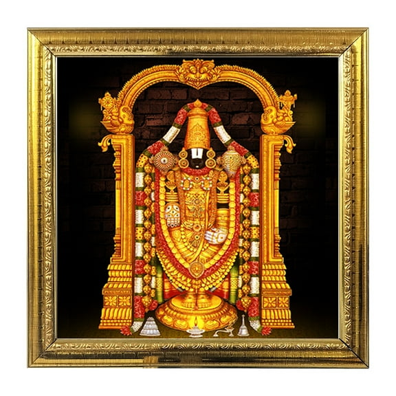 Lord Balaji India God Photo Frame for Pooja Hindu Bhagwan Venkateswara PhotoWall Decor Photo Srinivasa 5.4 in