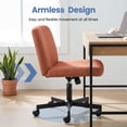 thumbnail image 3 of CELTOSS Criss Cross Legged Home Office Chair, Fabric Armless Swivel Task Computer Chair with Wheels, Wide Seat, Vanity Chair, Comfy Chair, Brown, 3 of 15