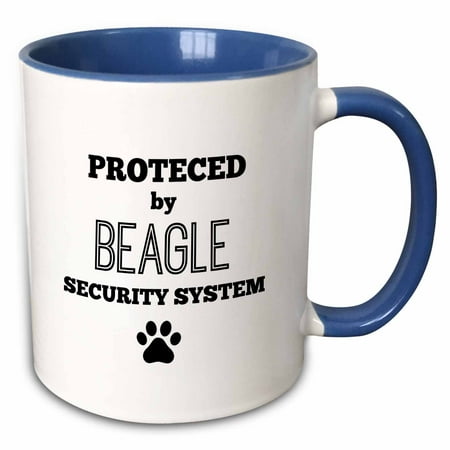 

3dRose Protected by beagle security system - Two Tone Blue Mug 11-ounce