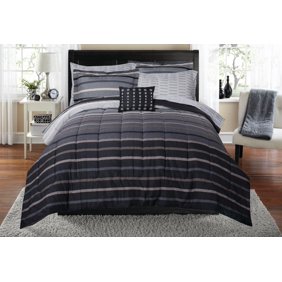 Mainstays Vertical Stripe Bed In A Bag Comforter Set Walmart Com