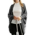 thumbnail image 1 of Doublju Womens Long Dolman Sleeve Open Front Round Shape Waffle Cardigan, 1 of 5