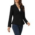 thumbnail image 4 of MODA NOVA Notched Collar Blazers for Juniors Long Sleeve Two Buttons Suit Office Work Blazer Black L, 4 of 5