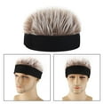 thumbnail image 2 of Gorro de lana unisex para hombre con peluca de pelo sintético, gorro sin ala de 56-58 cm. Café negro, 2 of 6