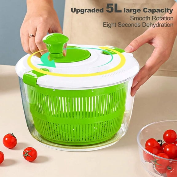 YFLXDMLYYSC High-Speed Salad Spinner,Vegetables Dryer Large 5L,Vegetables Washer,Fruit Drainer,Kitchen Stuff Gadgets