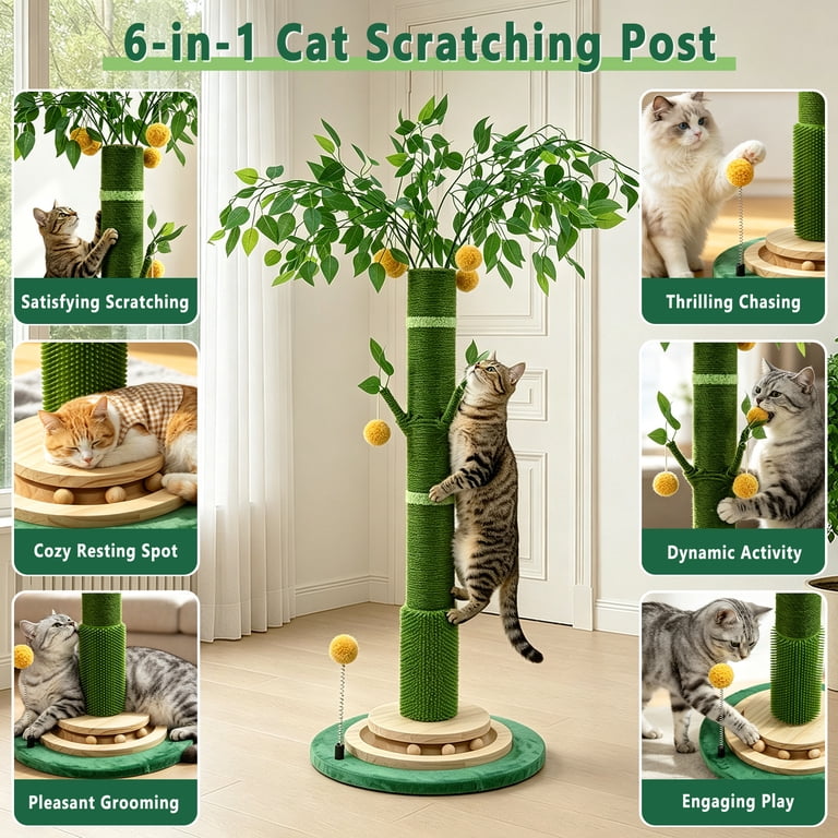 Zalalova 53" Extra Tall Cat Scratching Post with Interactive Toys photo 5