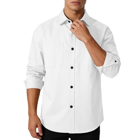 Kaemgyyd Workwear Men's Cargo Shirt Twill Long Sleeve Work Shirt Casual Button Down Big and Tall Fishing Shirts with Pockets M-5XL