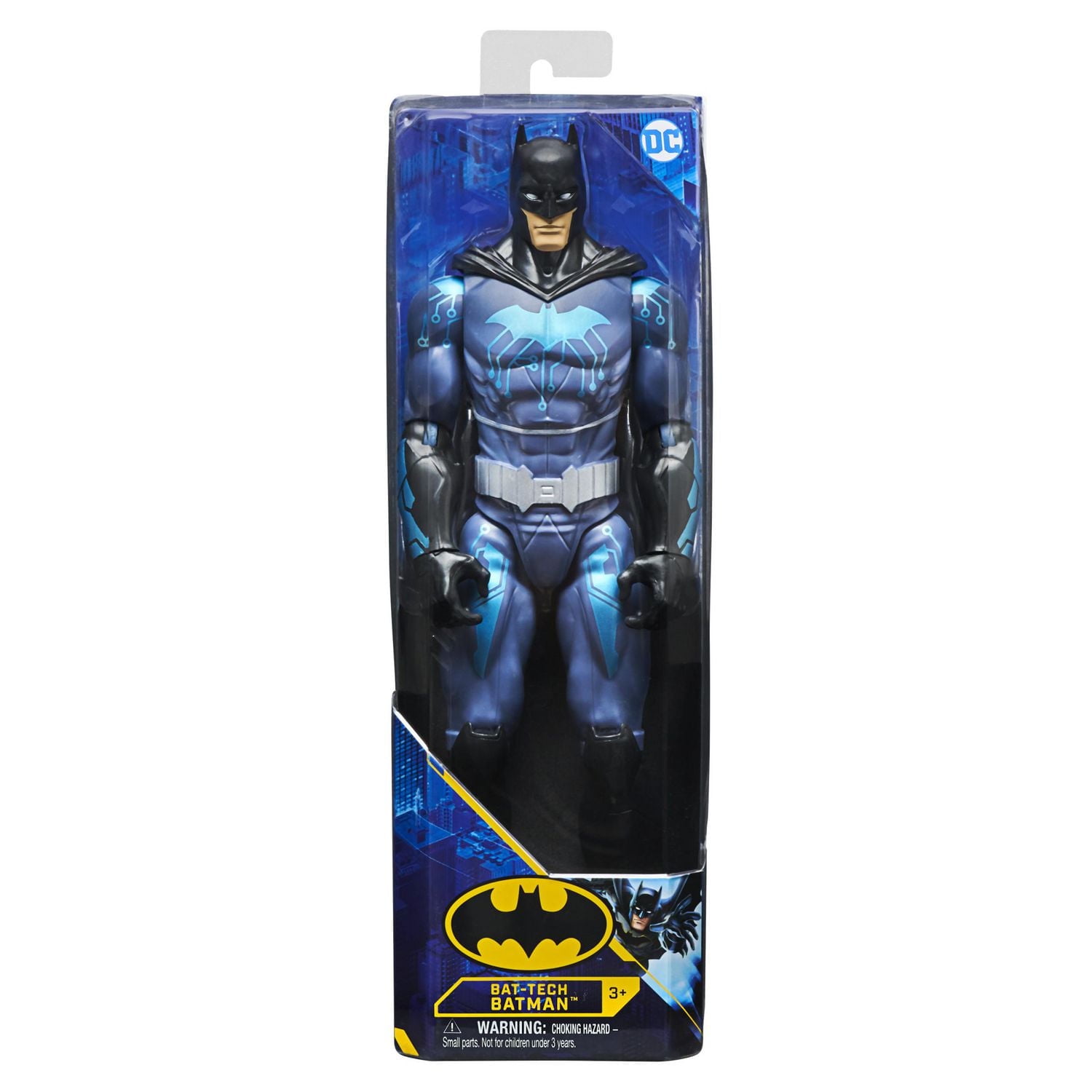Batman 12-inch Bat-Tech Batman Action Figure (Black/Blue Suit), Kids Toys for Boys Aged 3 and up