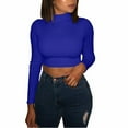 thumbnail image 6 of Babysbule Tops for Women Women Solid Color Crop Workout Long Sleeve O-Neck Shirts Casual Blouse Tops, 6 of 9