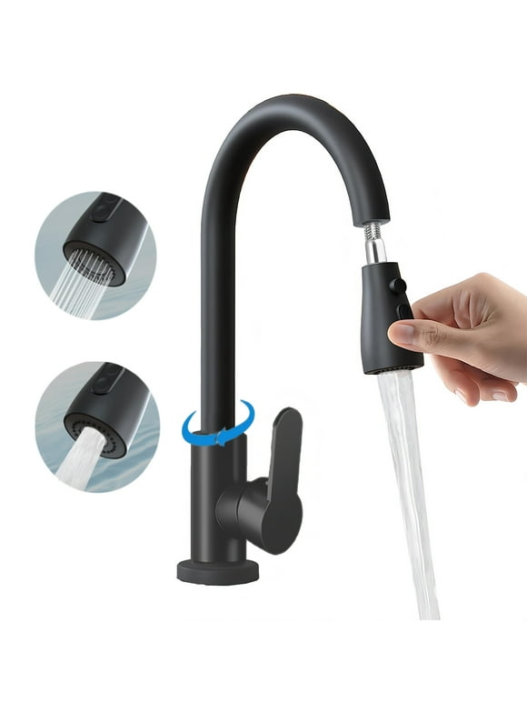 Kitchen Faucets-Kitchen Sink Faucet -Kitchen Faucet with Pull Down Sprayer-Stainless Steel