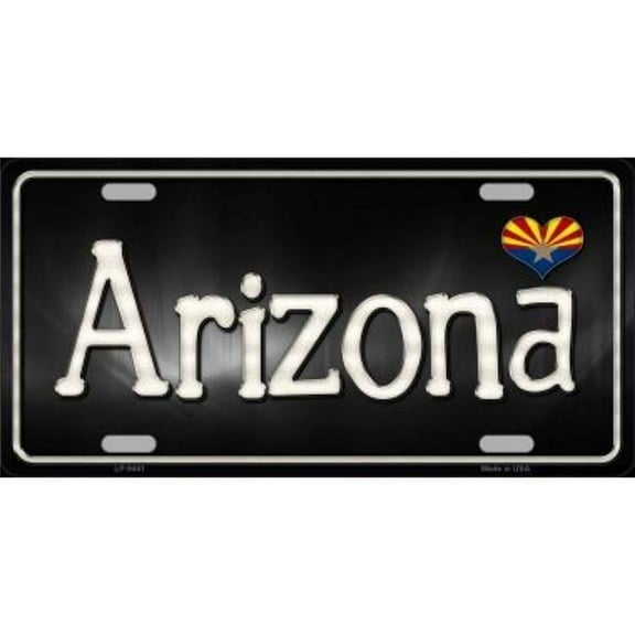 Arizona Flag Script Metal License Plate