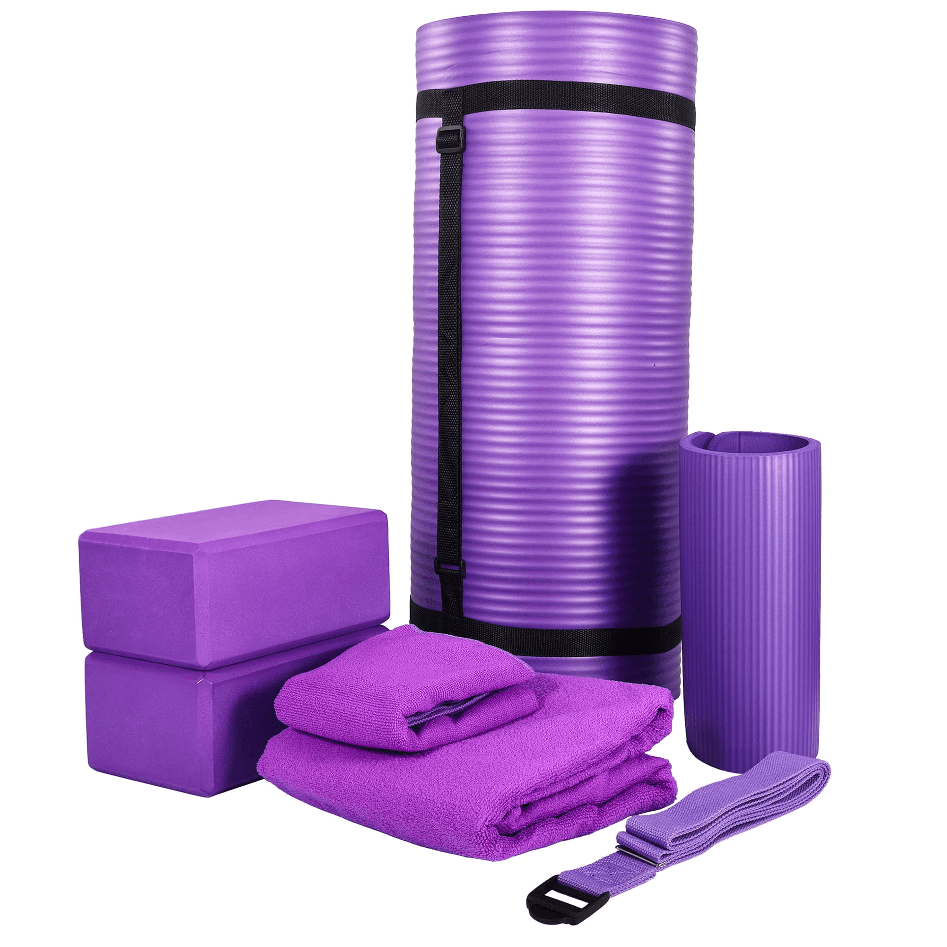 Free Shipping! BalanceFrom Fitness 7 Pc Yoga Set w/ Mat, Stretch