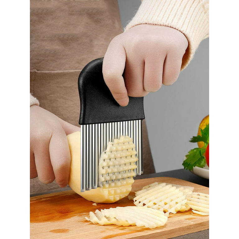 1pc Portable Stainless Steel French Fry Cutter, Potato Wave Cutter
