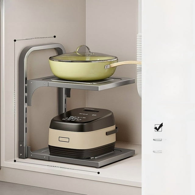 Under-Sink Kitchen Organizer: 2-Tier Square Carbon Steel Storage Rack with Waterproof Design, Heavy-Duty Thickened Construction for Pots, Utensils & Kitchenware – Space-Saving, Easy-to-Install