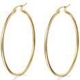 thumbnail image 3 of OIDEA Gold Stainless Steel Round Hoop Tube Earrings 34mm for Women Christmas Valentines, 3 of 5