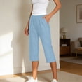 thumbnail image 2 of Womens Capris Stretch Capri Jeans Elastic Waist Wide Straight Leg Plus Size Pull on Denim Loose Summer Solid Light Blue L, 2 of 7