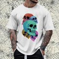 thumbnail image 2 of Landzoo Halloween Men'S Tees Skull Print Short Sleeve Crew Neck T Shirt Party Quick Dry Men Shirt Size M White, 2 of 4
