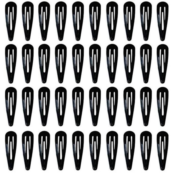 BeeSpring 40 Piezas Pasadores Negros Clip Pequeño a Presión Tamaño 30 mm (Pequeño) Clips de Metal para el Cabello para Mujer Accesorios Gota de Agua Pinzas para el Cabello Femeninas