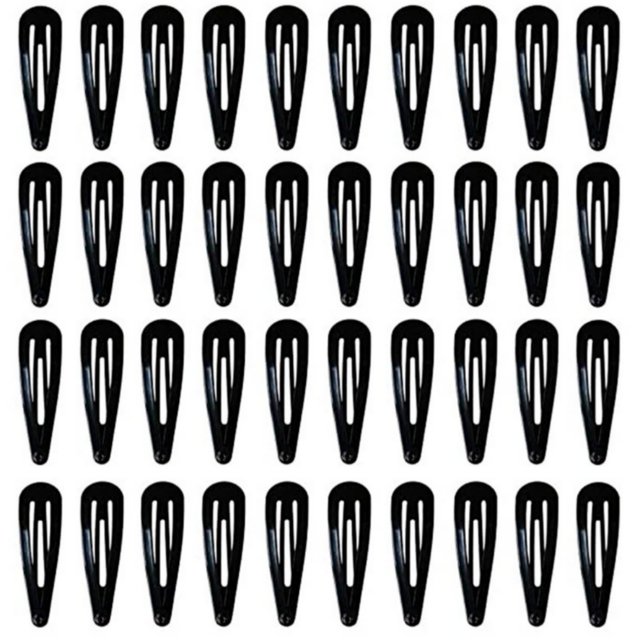 BeeSpring 40 Piezas Pasadores Negros Clip Pequeño a Presión Tamaño 30 mm (Pequeño) Clips de Metal para el Cabello para Mujer Accesorios Gota de Agua Pinzas para el Cabello Femeninas