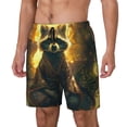 thumbnail image 1 of Balery Tree Meditating Raccoon Bañador para hombre, shorts de playa de secado rápido con entrepierna y forro de compresión-Medium, 1 of 6