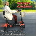 thumbnail image 3 of Dragon Mobile Compact Travel Power Mobility Scooter - All Terrain Mobility Scooter w/ Adjustable Handlebar & Front Basket Included - Red, 3 of 10