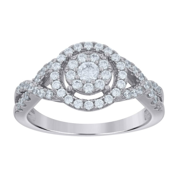 Auriga 925 Sterling Silver Cubic-Zirconia Engagement Ring Size 9 for Women