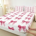 thumbnail image 3 of Manfei Pink Bowknot Queen Sheet Sets 4 Pieces for Girls, Kawaii Bow Flat Sheet, Cute Bowtie Queen Fitted Sheet, Lightweight Room Decor, 3 of 6