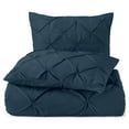 thumbnail image 3 of Nestl 3 Piece Pinch Pleated Pintuck Duvet Cover Set with Shams, Soft Microfiber,Button Closure Bedding Set, King - Navy, 3 of 9