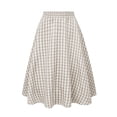 thumbnail image 4 of Cethrio Girls Midi Skirts, Casual Elastic Waist Summer A-Line Plaid Shirts with Pockets Gray Size 5-6 T, 4 of 5