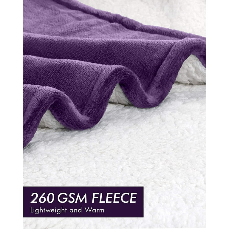 Utopia Bedding Sherpa Bed Blanket Twin Size Plum 480GSM Plush