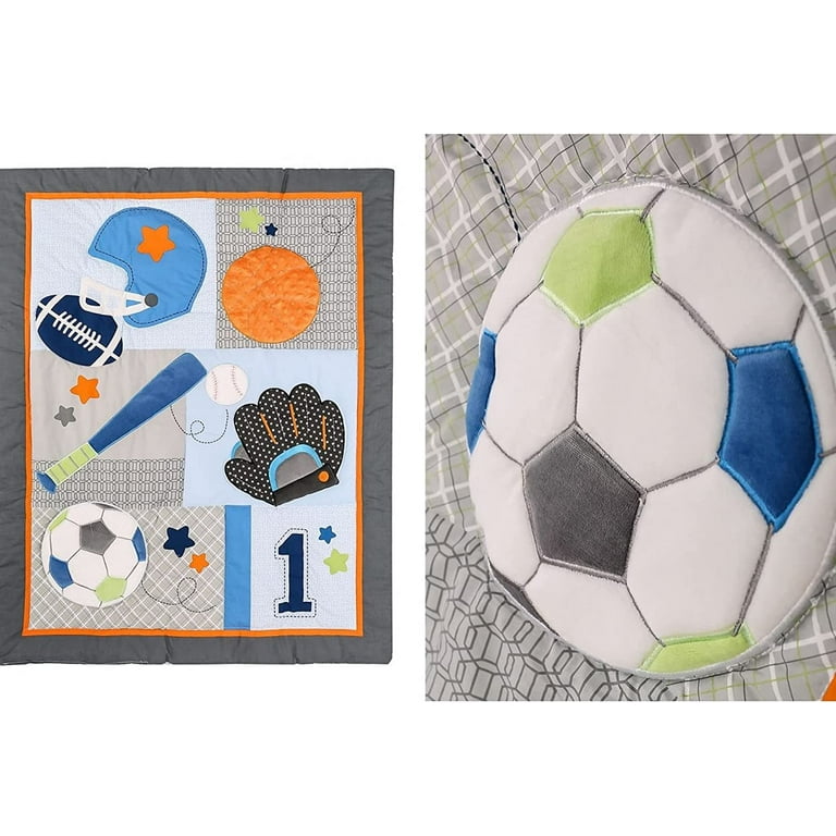 All Sports Baby Infant 3-Piece Crib Bedding Set with Blue Mattress