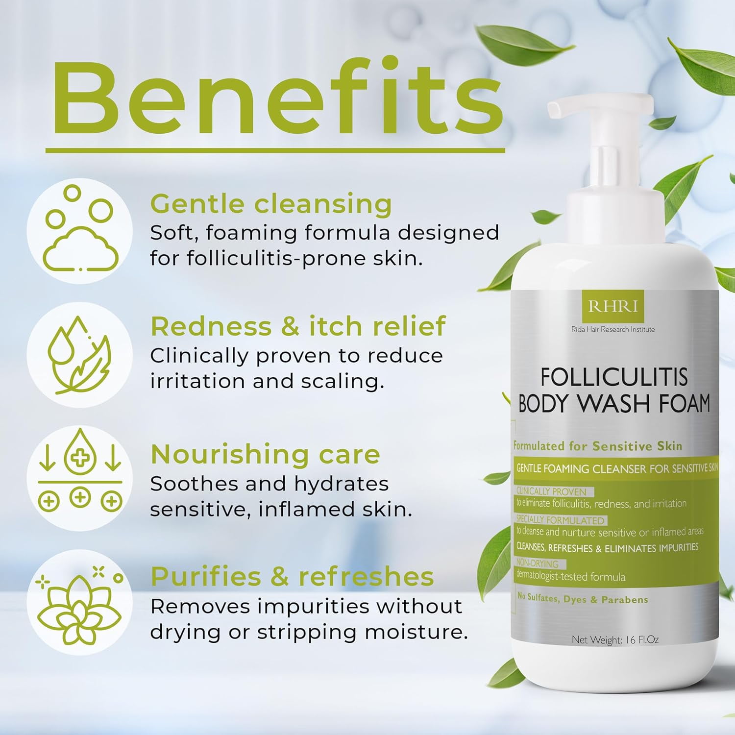 Folliculitis Body Wash Foam | Sensitive Skin Body Wash for Redness & Irritation